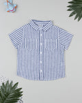Prenatal Boy White/Blue Linen Shirt