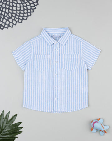Prenatal Boy Light Blue Linen Shirt