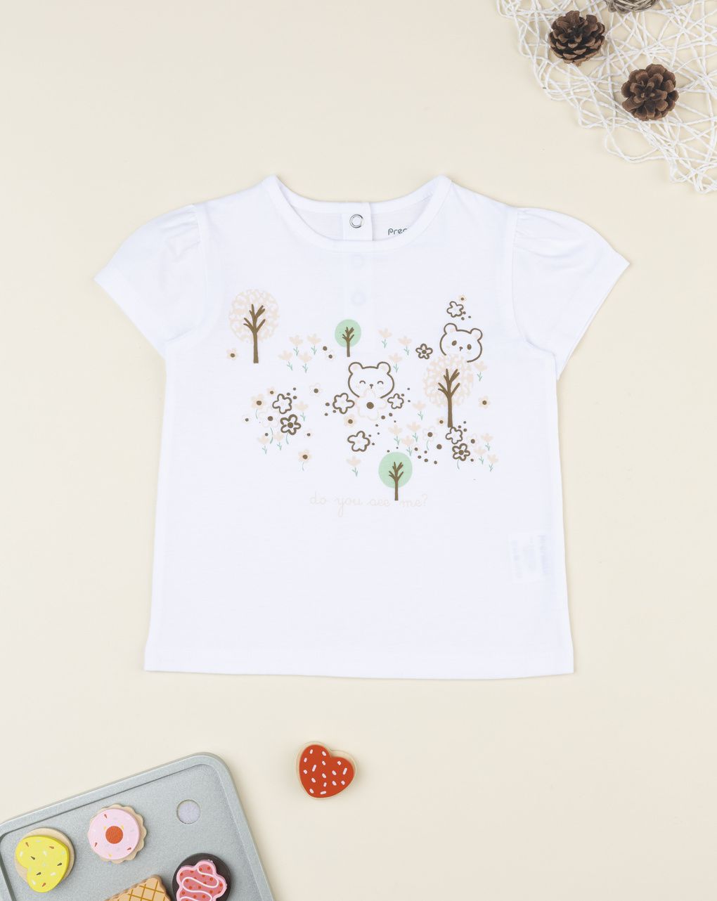 Prenatal Girl White Woodland Print T-Shirt