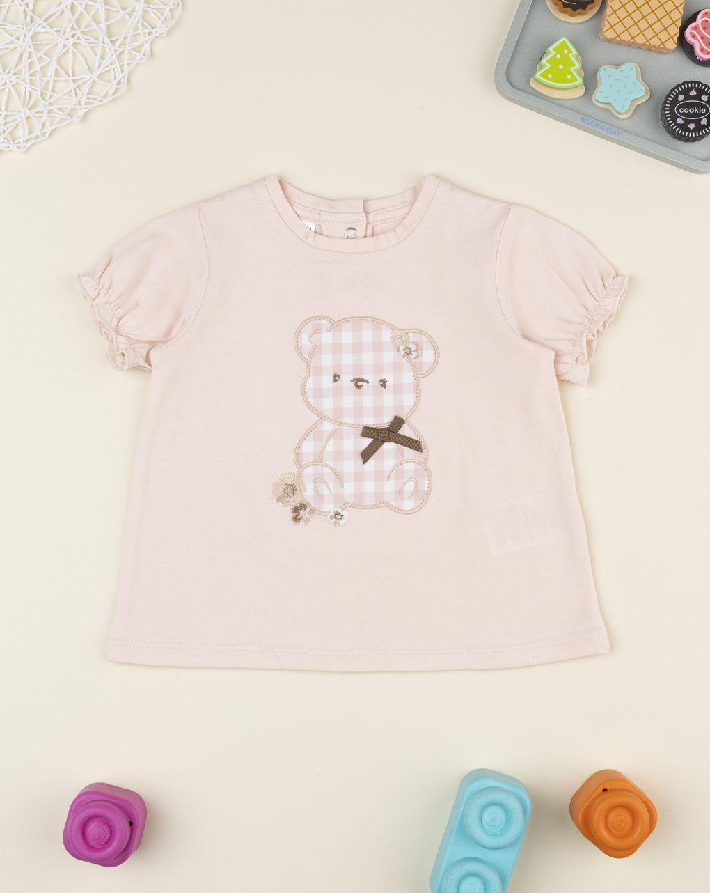 Prenatal Girl Pink Bear Patch T-Shirt