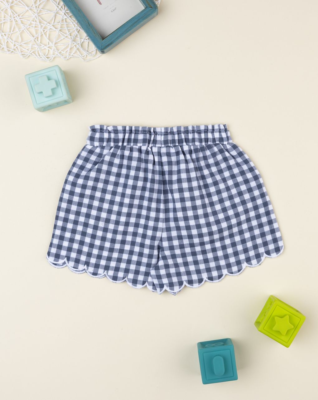 Prenatal Girl Blue Gingham Short