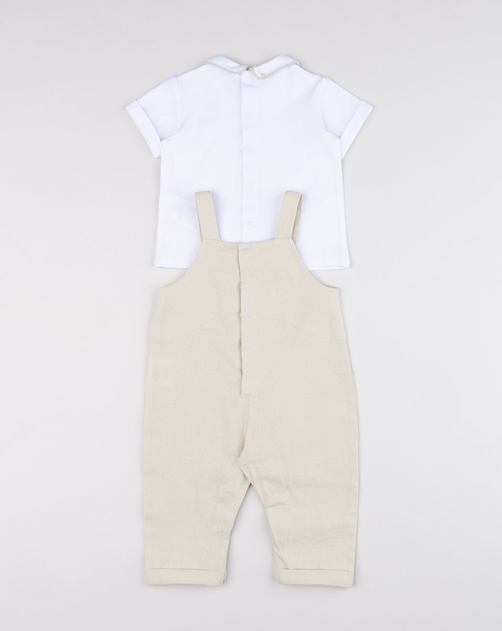Prenatal Newborn Boy Linen Dungaree + T-Shirt Set