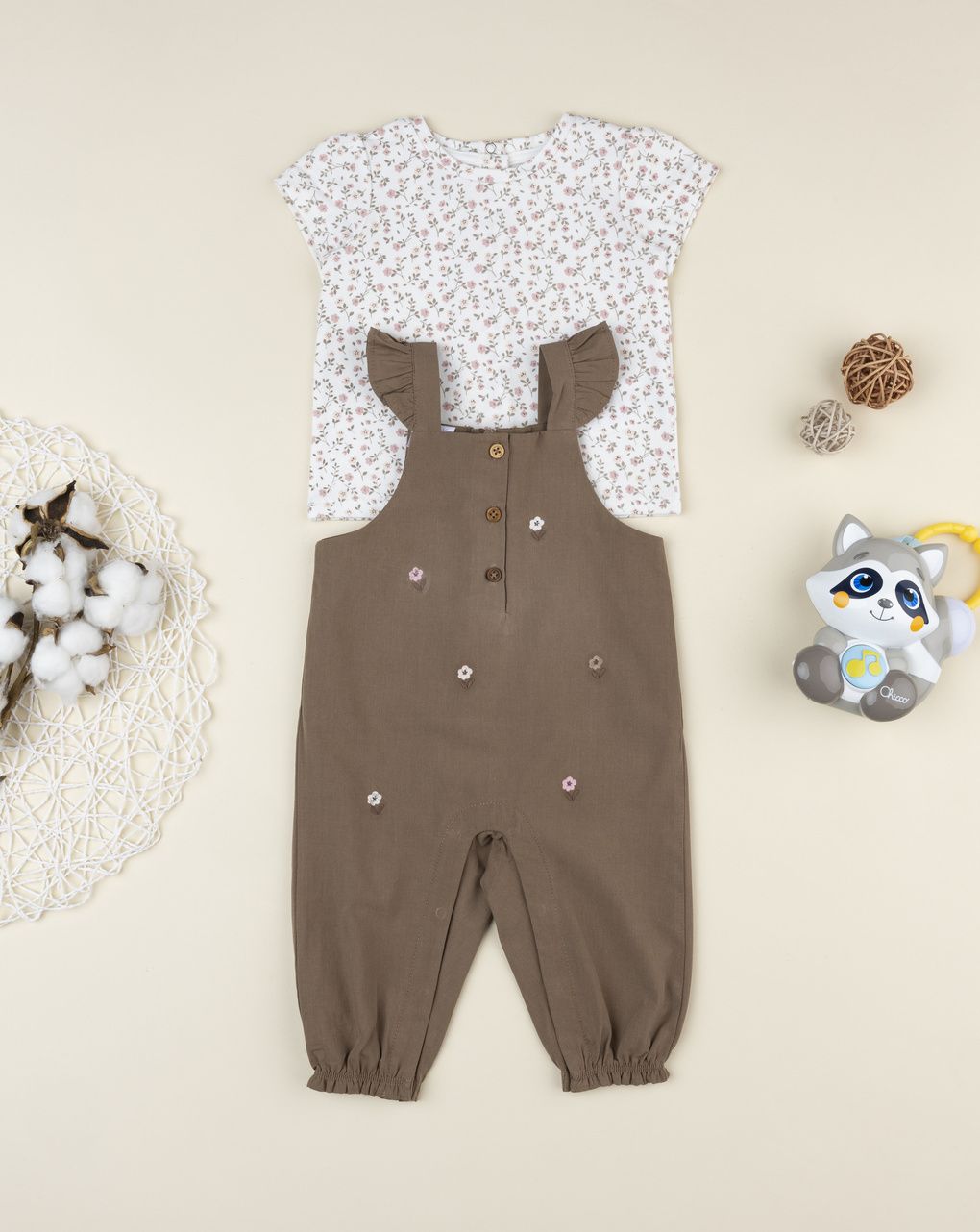 Prenatal Girl Woodland Dungaree + T-Shirt Set