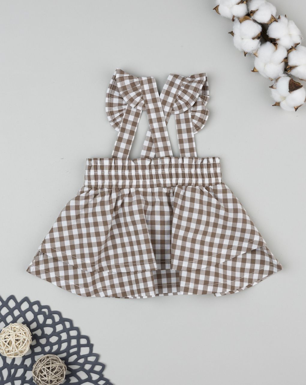 Prenatal Girl Brown Gingham Dress