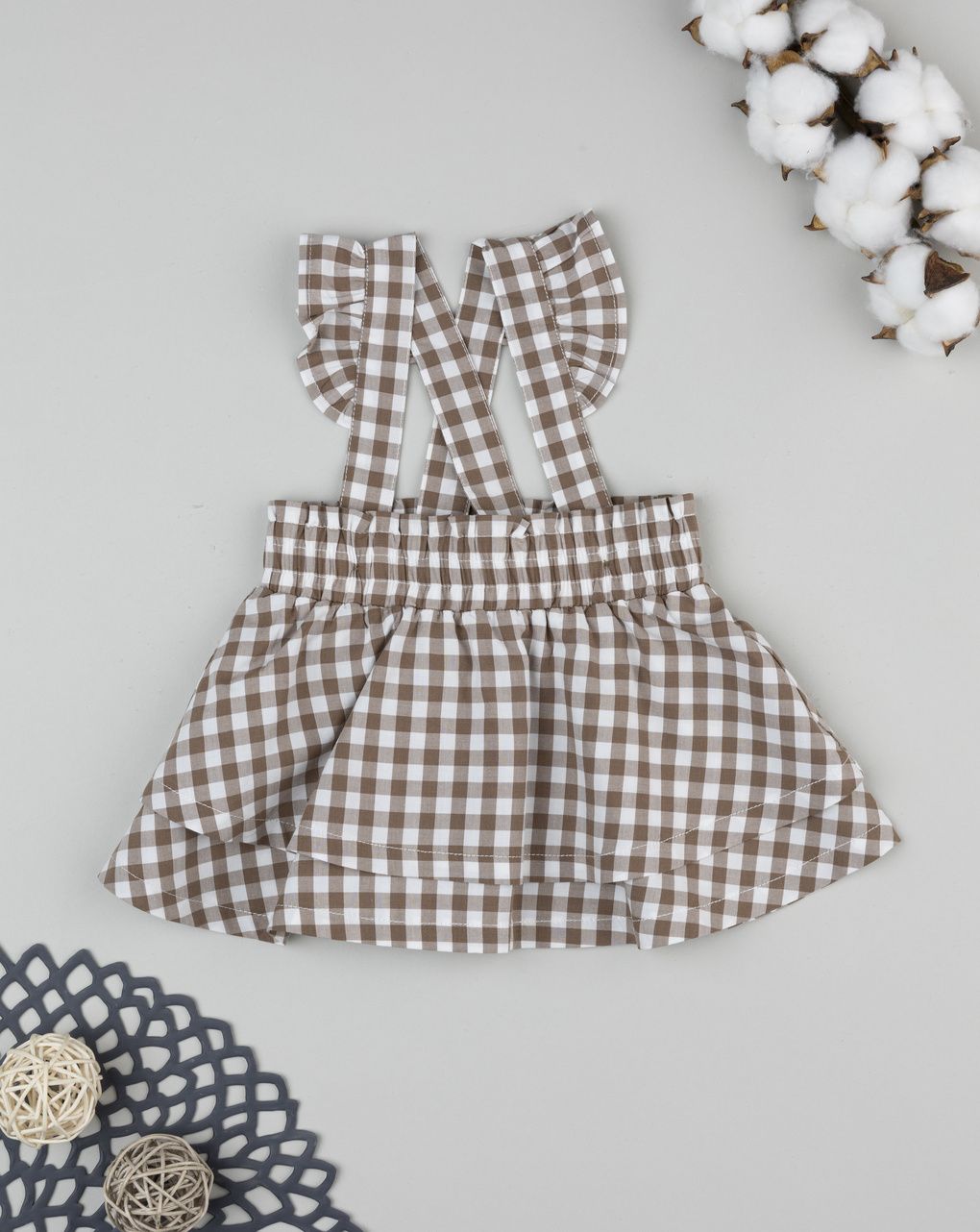 Prenatal Girl Brown Gingham Dress