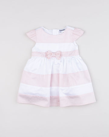 Prenatal Girl Elegant Pink/White Dress with Bow