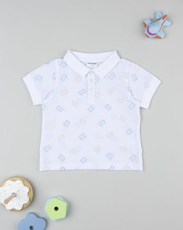 Prenatal Boy White Bear Polo Shirt