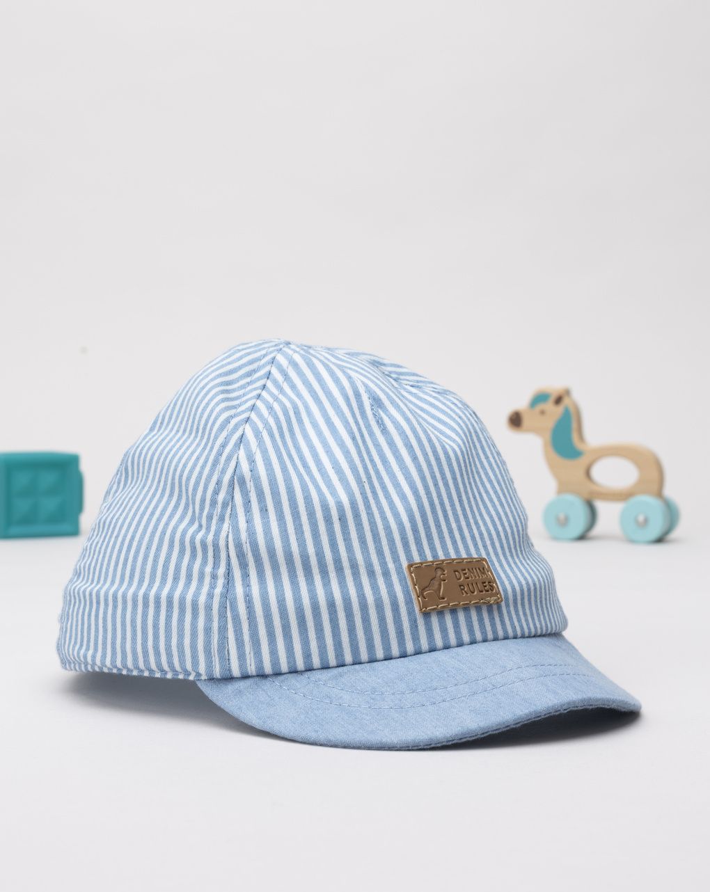Prenatal Boy Blue Striped Cap with Patch