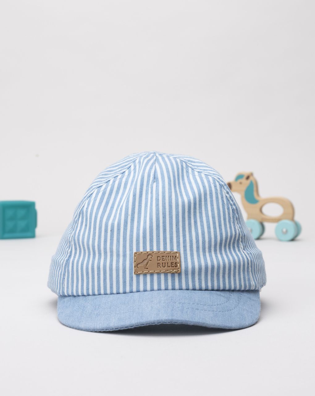 Prenatal Boy Blue Striped Cap with Patch