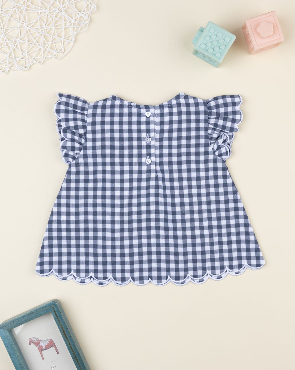 Prenatal Girl Blue/White Gingham Blouse