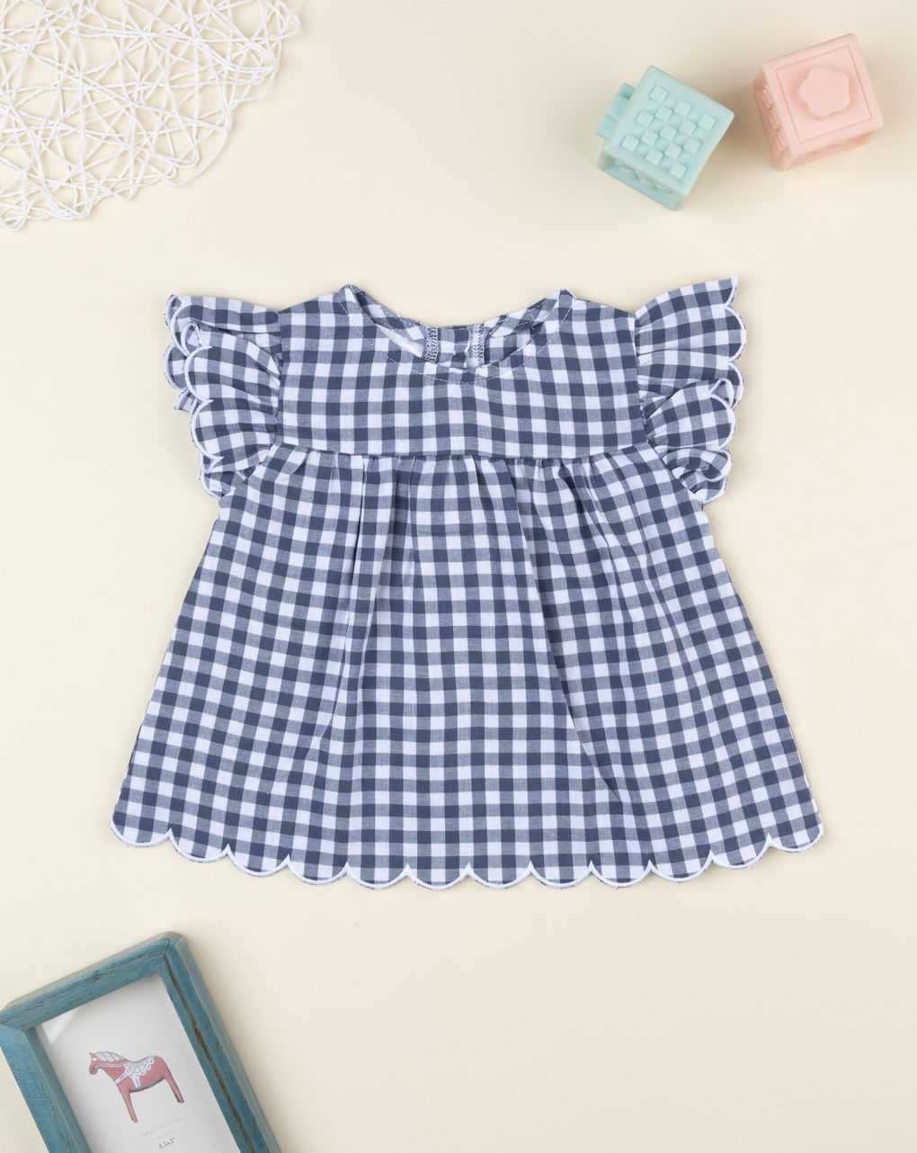 Prenatal Girl Blue/White Gingham Blouse