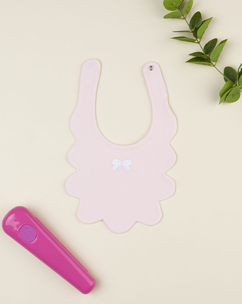 Prenatal Girl Pink Embroidered Bow Bib