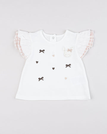 Prenatal Girl Cream Flutter Sleeve T-Shirt