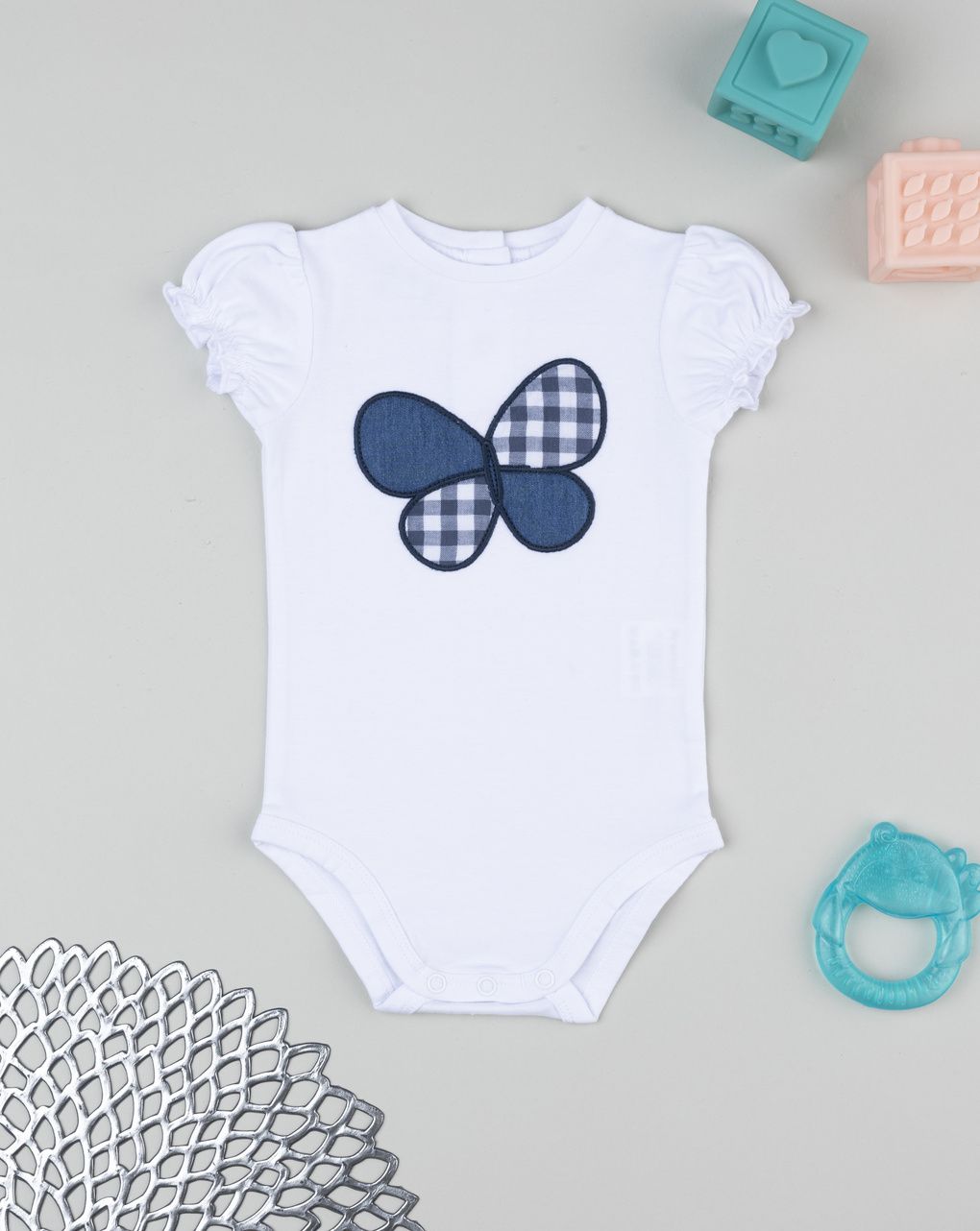 Prenatal Girl Butterfly Denim Bodysuit