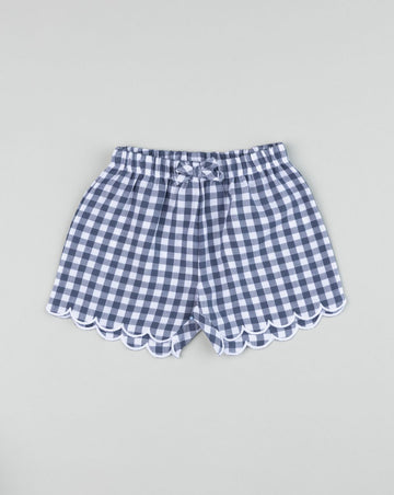 Prenatal Newborn Girl Blue Gingham Short