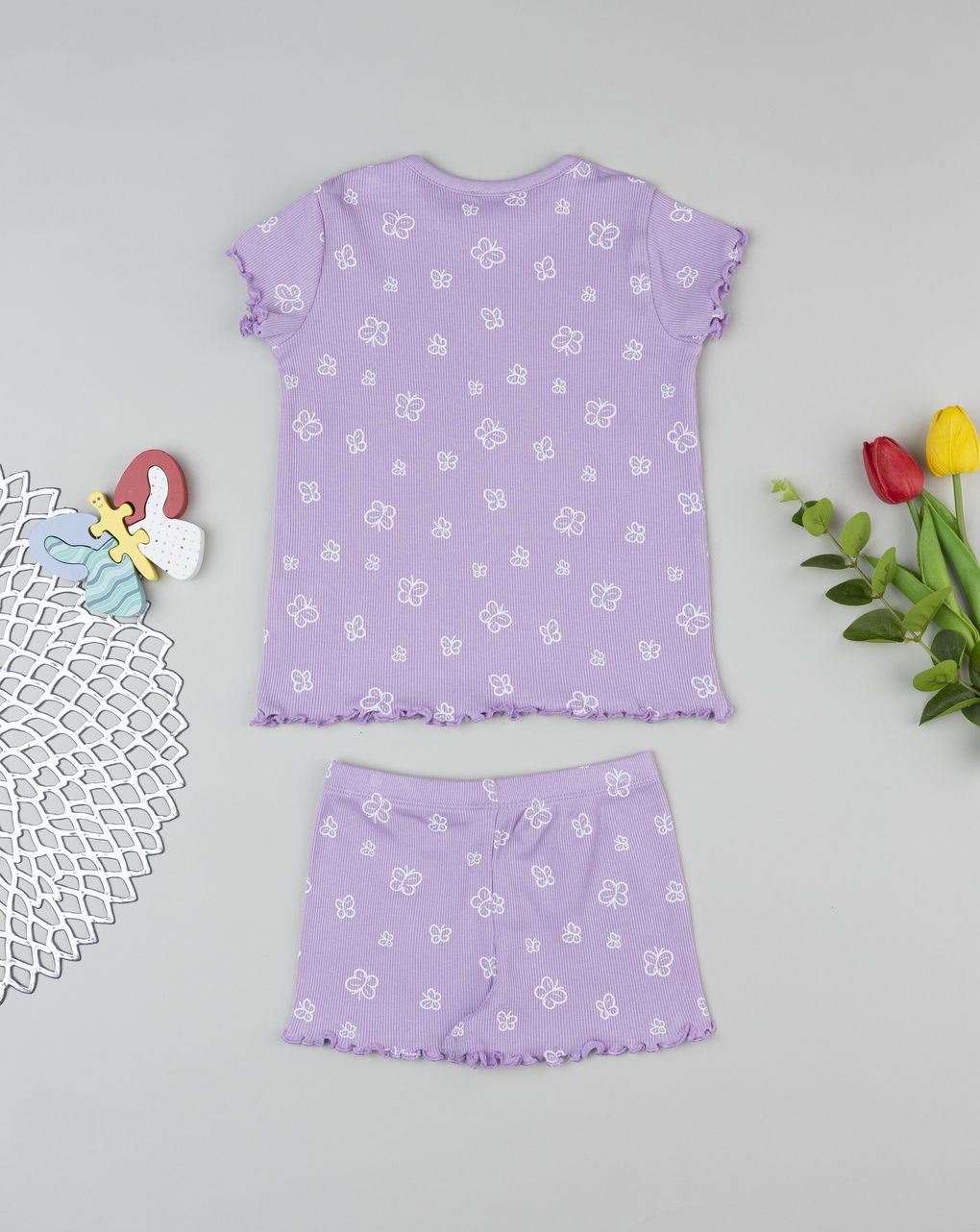 Prenatal Girl Purple Short Butterfly Pyjama