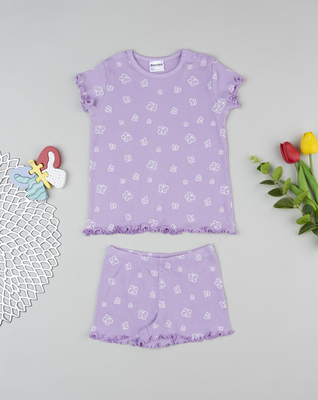 Prenatal Girl Purple Short Butterfly Pyjama