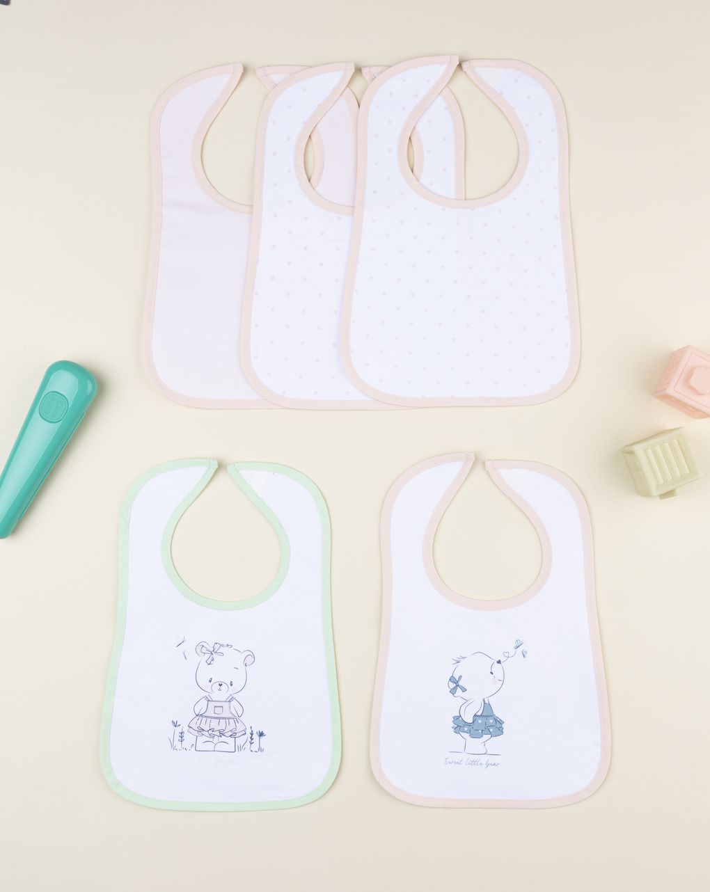 Prenatal Pack of 5 Girl Romantic Laminated Bib