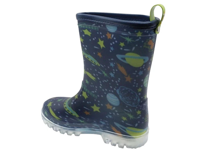 Beppi Children’s Rubber Rain Boots With Printed Space Detail
