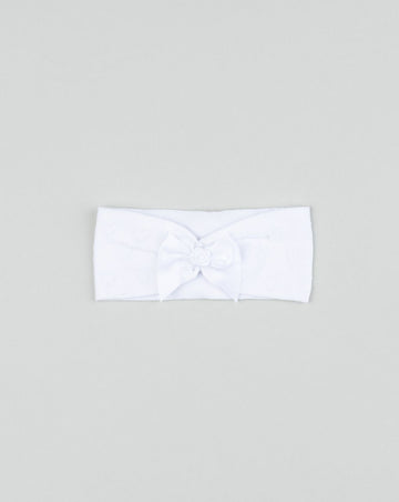 Prenatal White headband for baby girl with bow