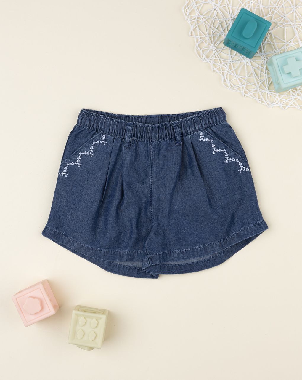 Prenatal Blue Greek-pattern shorts for girls