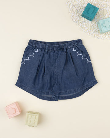 Prenatal Blue Greek-pattern shorts for girls