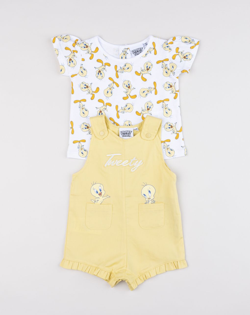 Prenatal Tweety dungarees and t-shirt set for girls