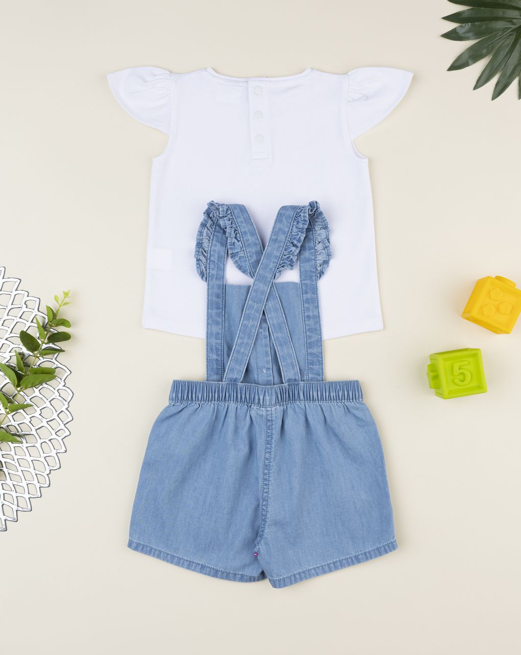 Prenatal Summer dungarees and t-shirt set for girls