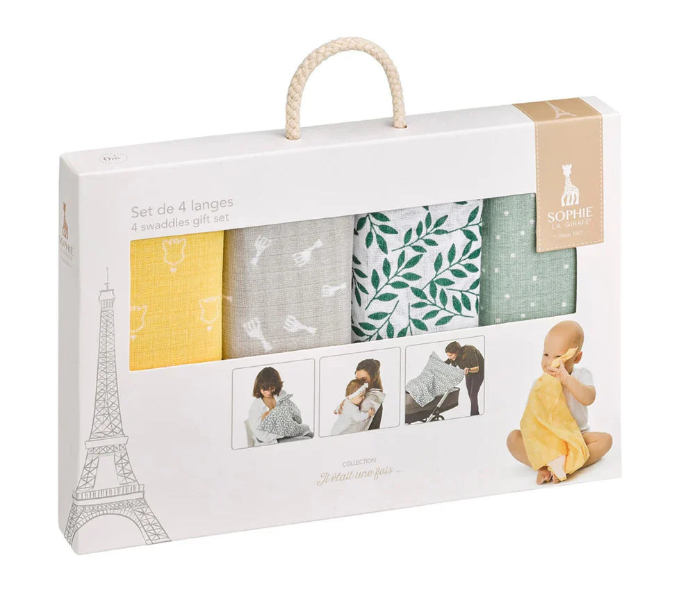Sophie La Girafe 4 Coloured Swaddles Muslin