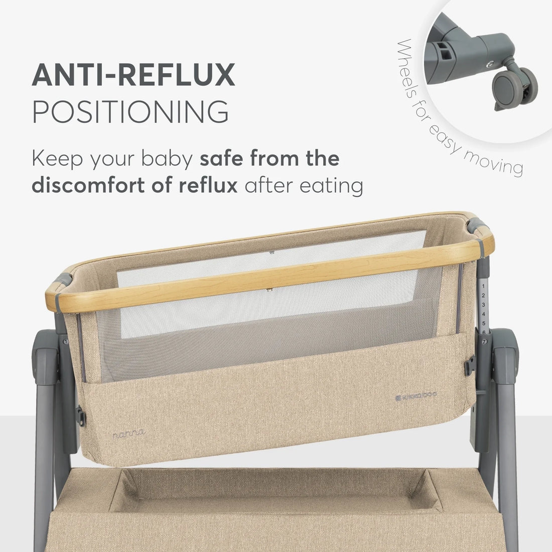 Kikkaboo Nanna 2 Beige Bedside crib