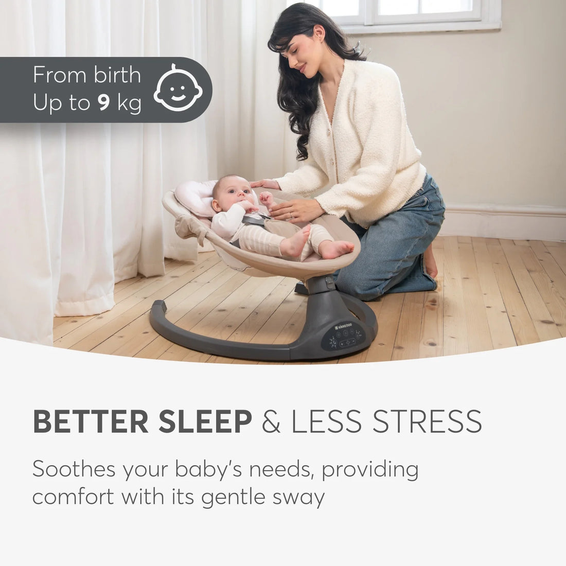 Kikkaboo Codie Light Grey 2025 Electrical side to side swing