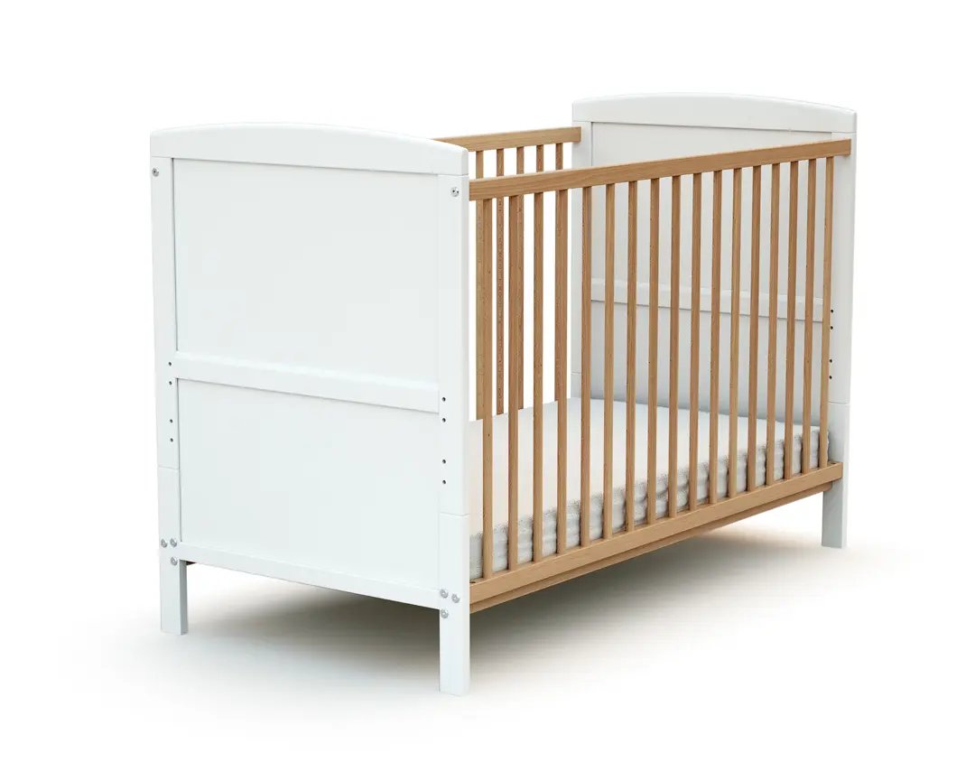 Webaby Essentiel + Convertible Bed In White And Beech 60x120Cm Cot Bed