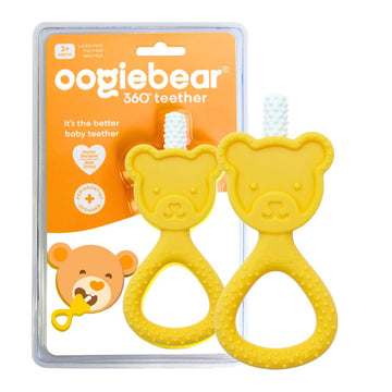 360 Degree Soft Bristle Teddy Bear Silicone Teether Toy - Yellow