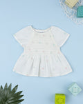 Prenatal Gathered blouse for girls with embroidered stars