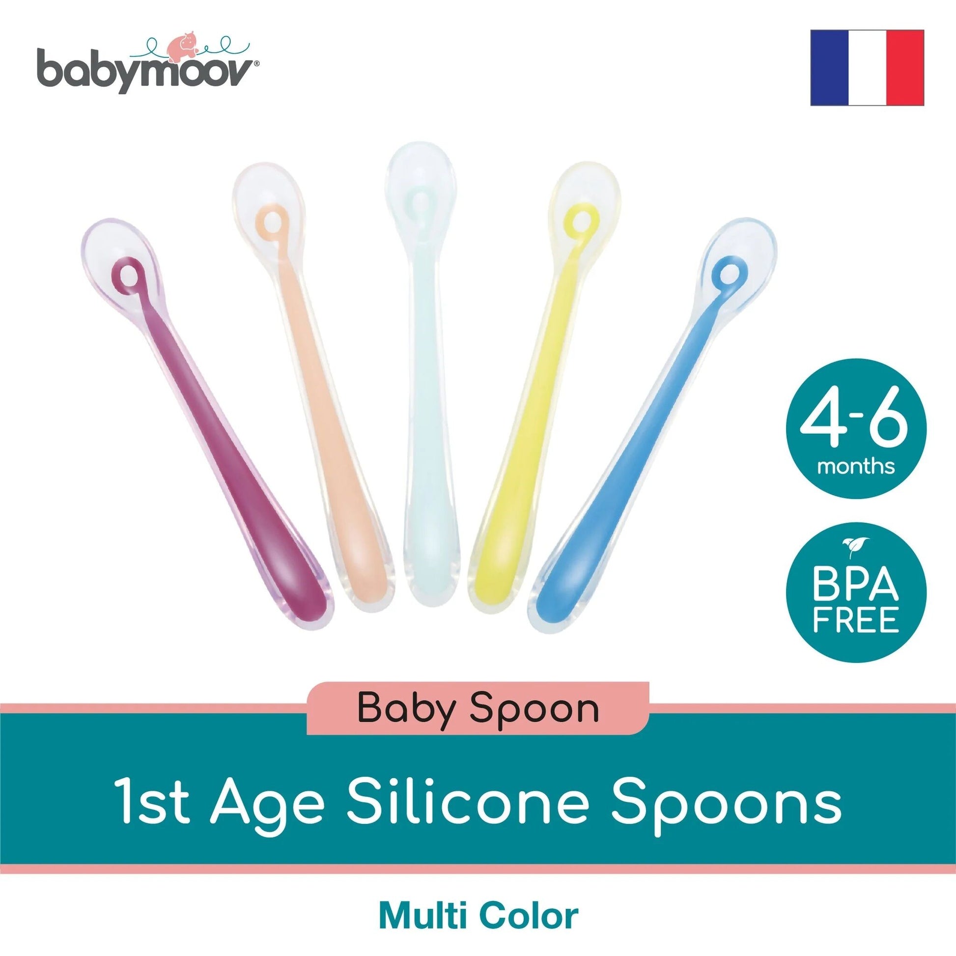 Babymoov Silicone Baby Spoon Multi-colour 1st Age Pack of 5 | Prenatal, Babies, Nusring, Cybex, Avent Utensil