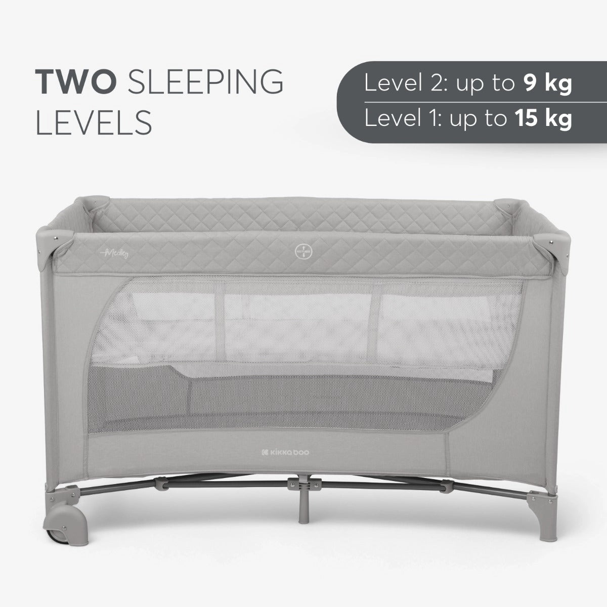Kikkaboo Medley Baby Cot Two Levels - Grey | Prenatal, Babies, Nusring, Cybex, Avent Cot