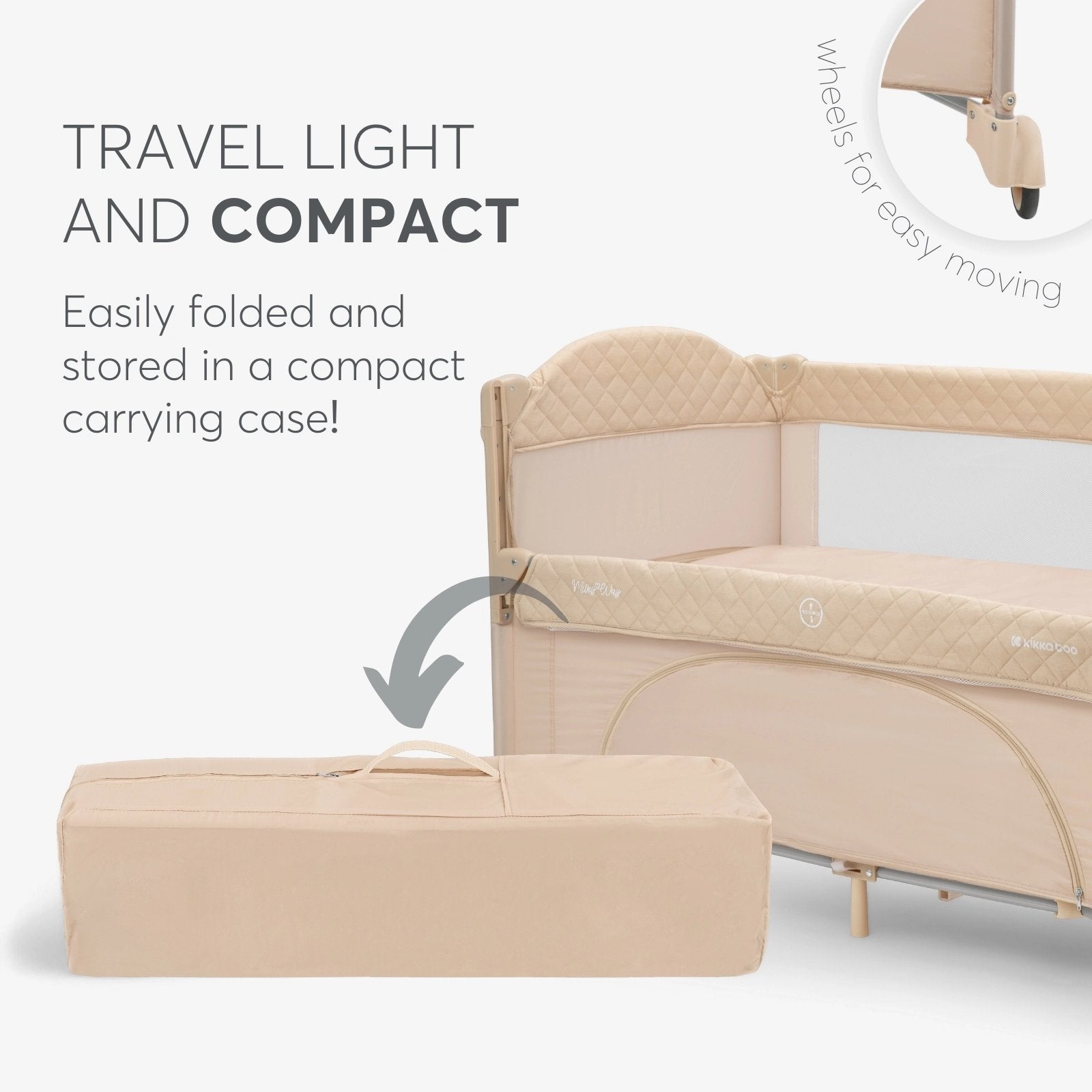 Kikkaboo Milky Way Baby Cot 2 Levels - Travel Cot with