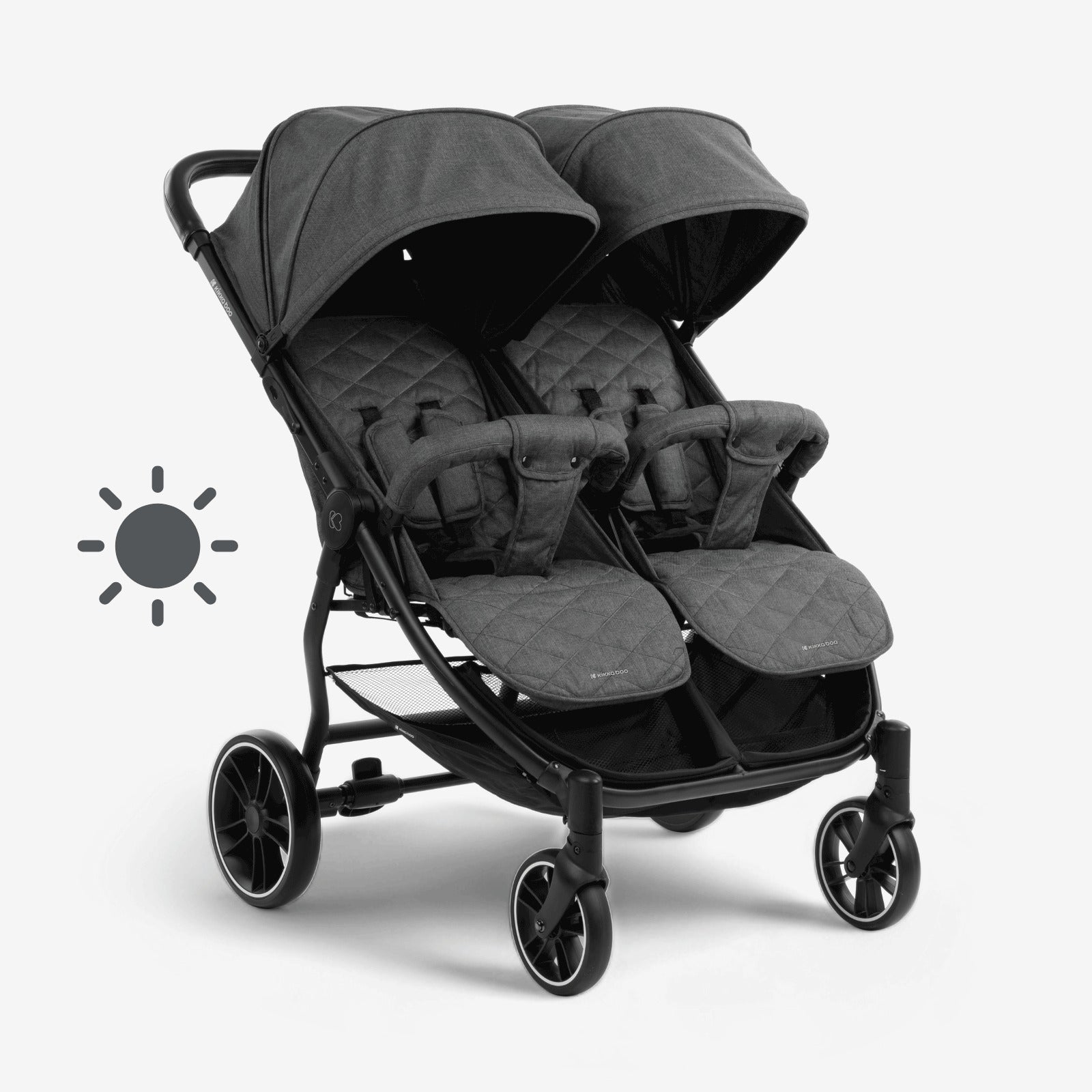 Kikkaboo Happy 2 Twin Stroller - Dark Grey | Prenatal, Babies, Nusring, Cybex, Avent Twin Stroller