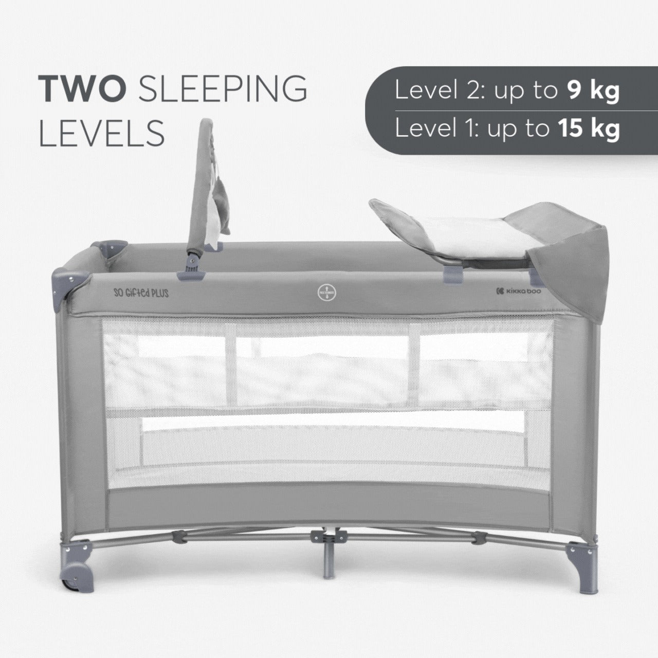 Kikkaboo So Gifted Plus Baby Cot Two Levels - Grey | Prenatal, Babies, Nusring, Cybex, Avent Cot