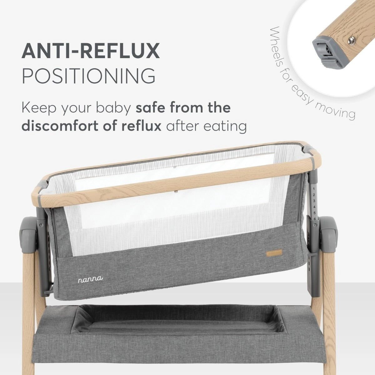 Kikkaboo Nanna Bedside Crib - Dark Grey | Prenatal, Babies, Nusring, Cybex, Avent Bedside Crib