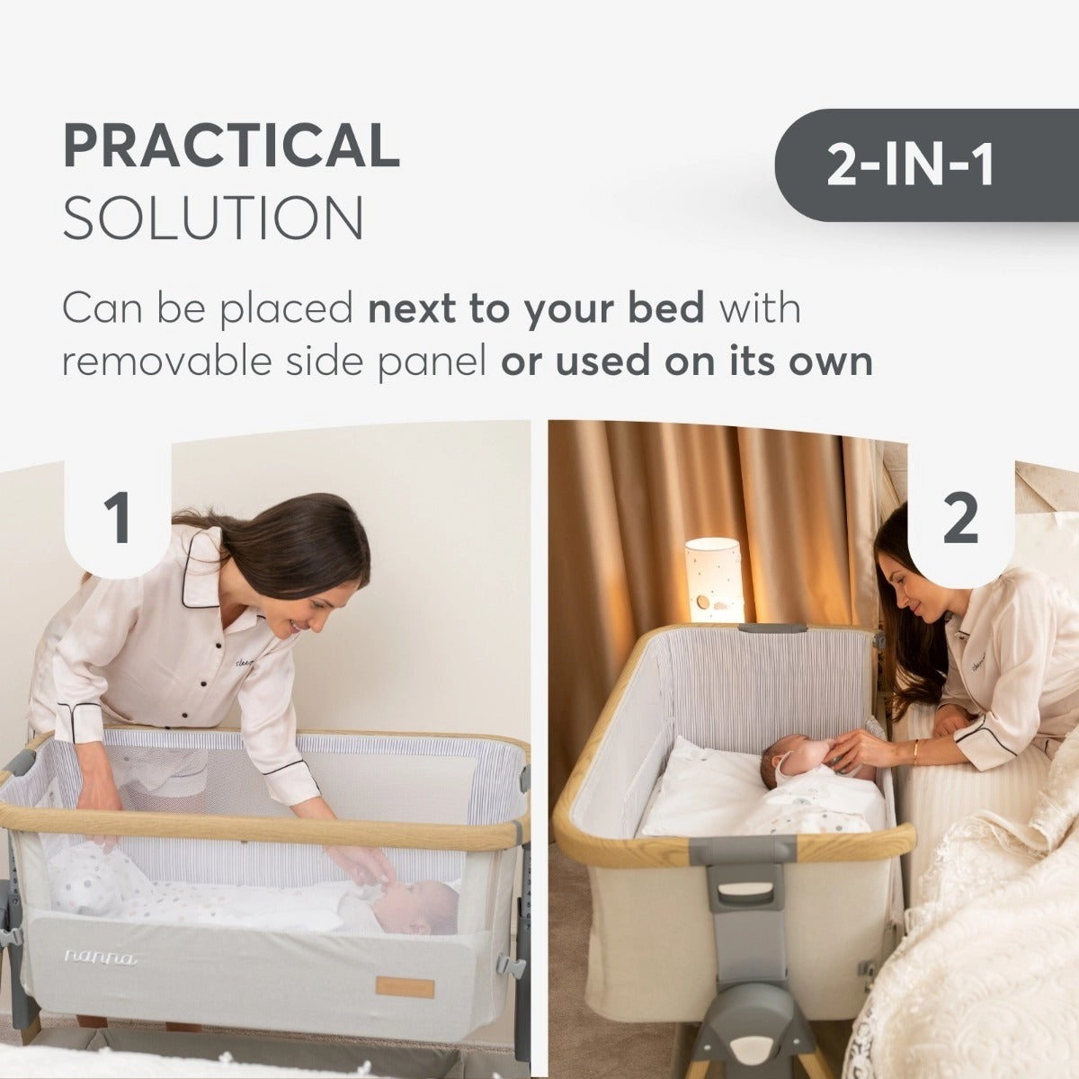 Kikkaboo Nanna Bedside Crib - Dark Grey | Prenatal, Babies, Nusring, Cybex, Avent Bedside Crib