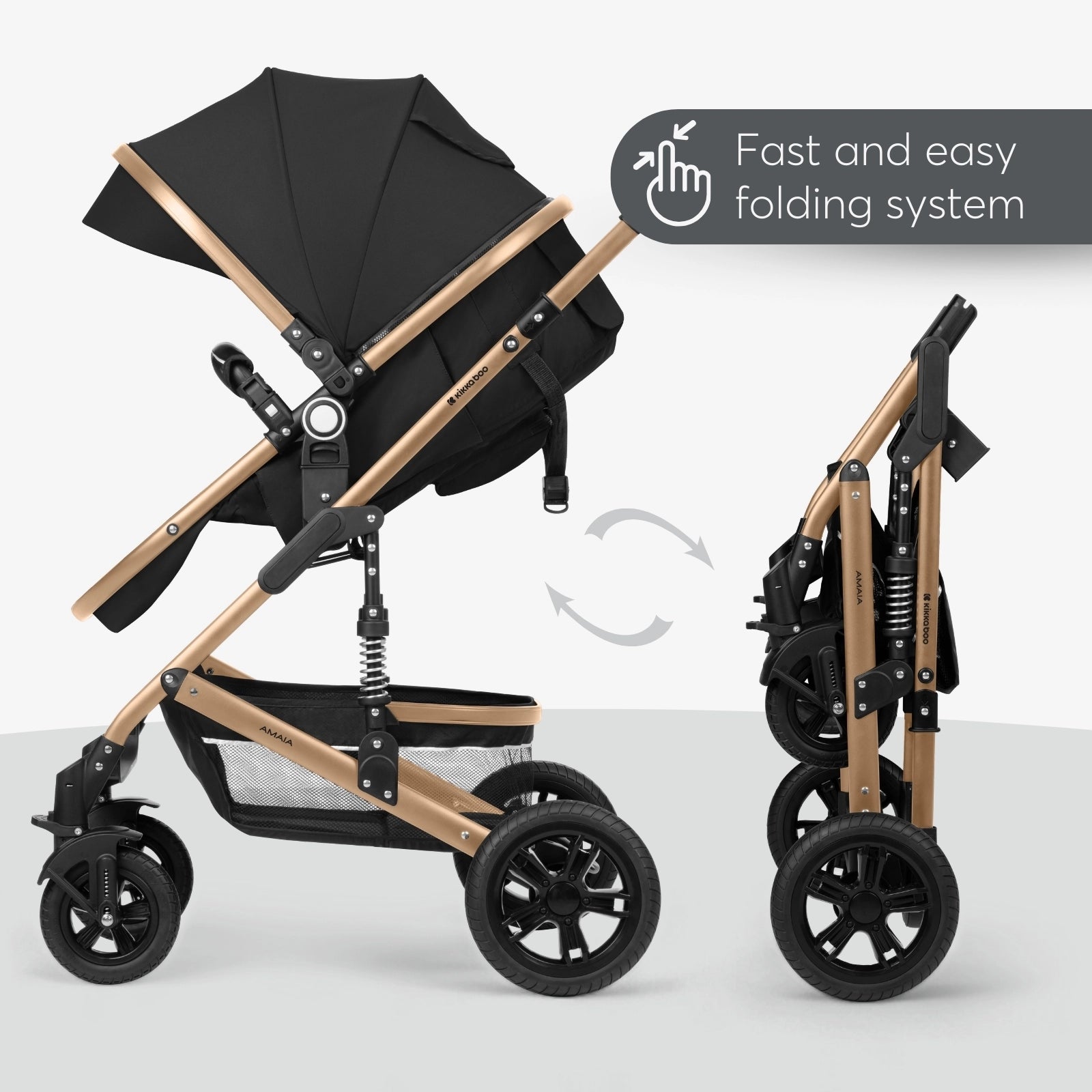 Kikkaboo Amaia 3-in-1 Travel System Stoller with Transferable Seat - Black | Prenatal, Babies, Nusring, Cybex, Avent Travel System