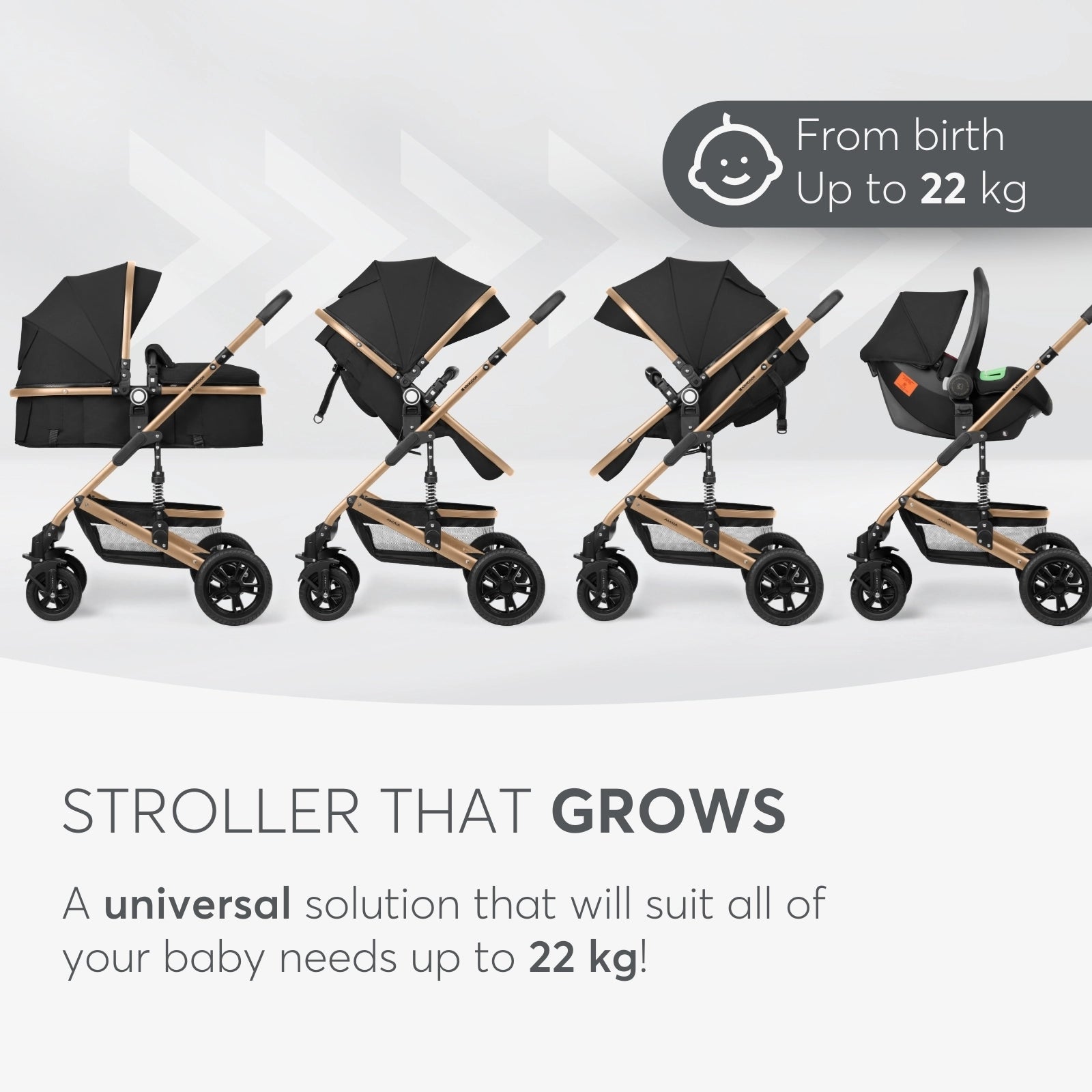 Kikkaboo Amaia 3-in-1 Travel System Stoller with Transferable Seat - Black | Prenatal, Babies, Nusring, Cybex, Avent Travel System
