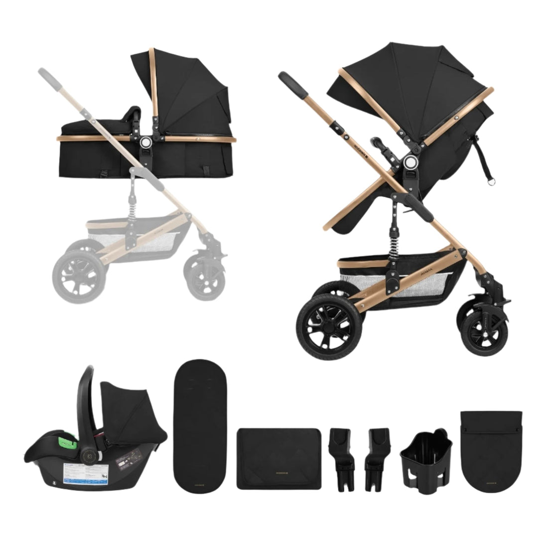 Kikkaboo Amaia 3-in-1 Travel System Stoller with Transferable Seat - Black | Prenatal, Babies, Nusring, Cybex, Avent Travel System