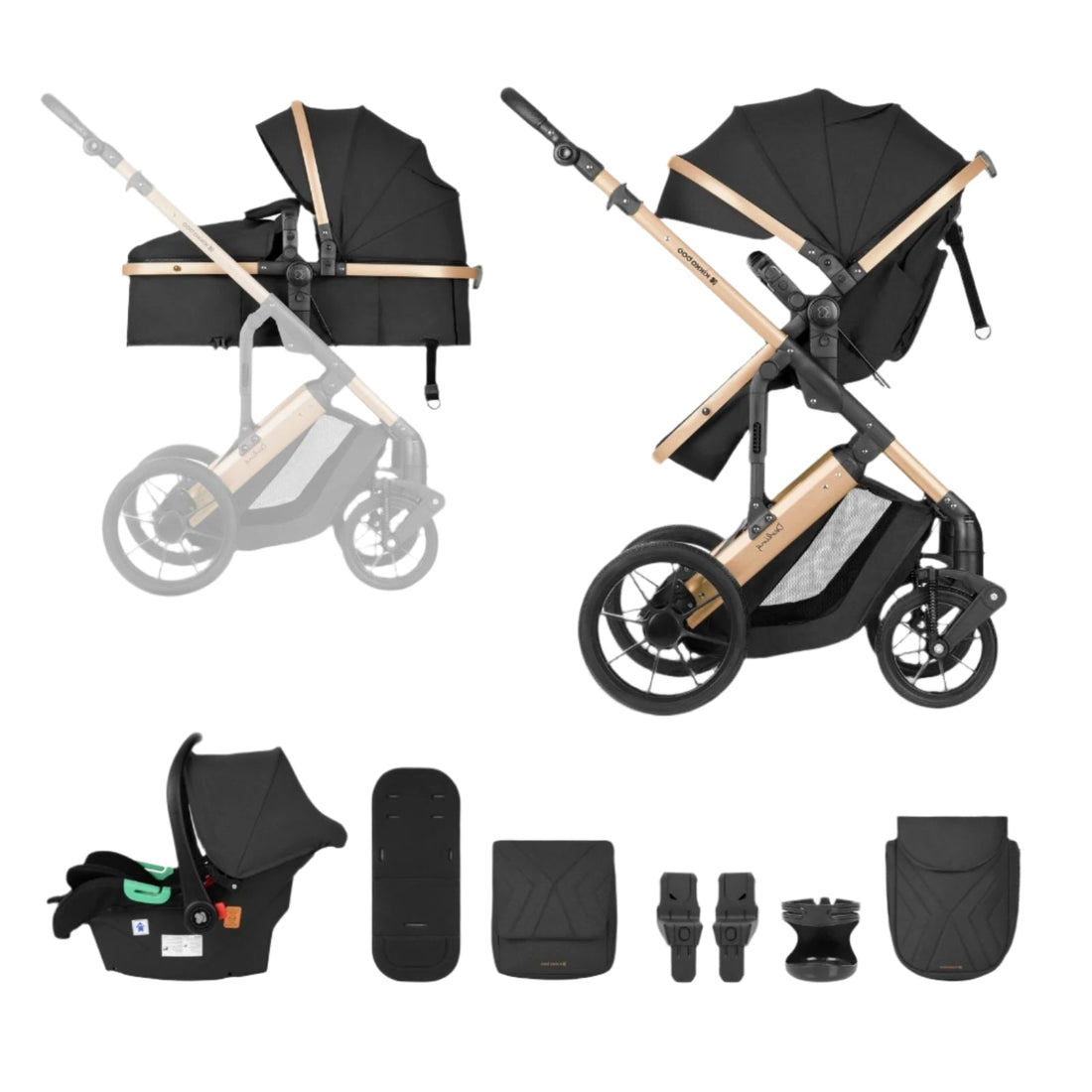 Kikkaboo Darling Stroller 3-in-1 With Transformable Seat Black | Prenatal, Babies, Nusring, Cybex, Avent Stroller
