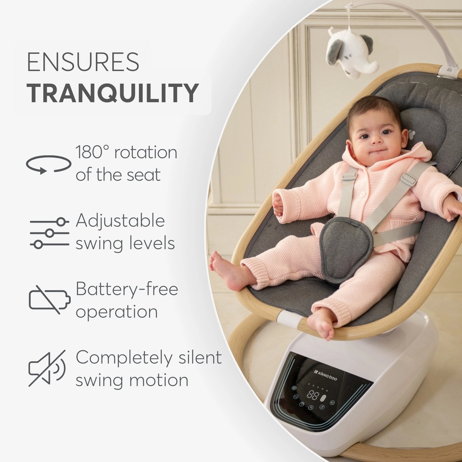 Kikkaboo Beemoove Grey Electrical Swing | Prenatal, Babies, Nusring, Cybex, Avent Swing