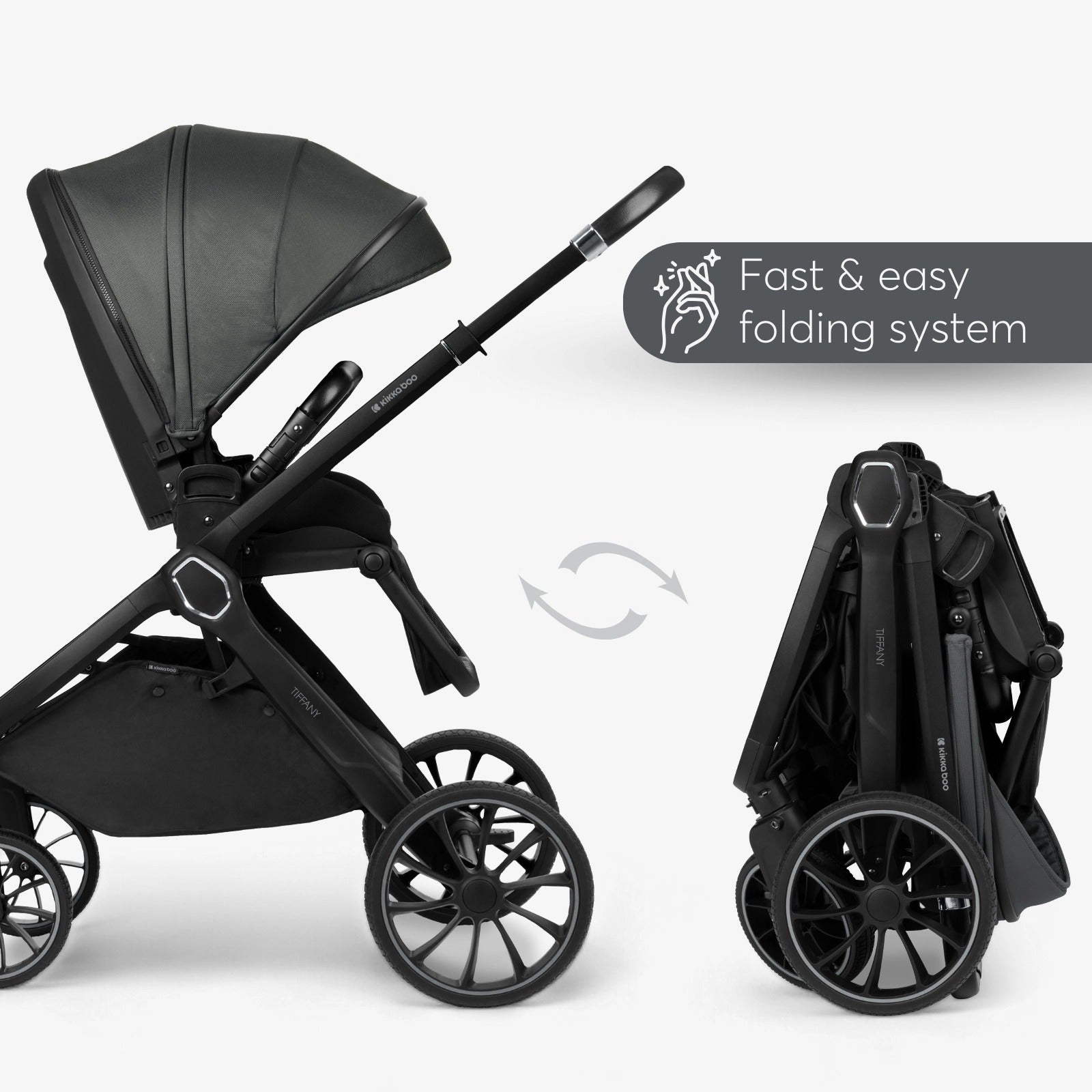 Kikkaboo Tiffany Stroller 2-in-1 with Carrycot - Dark Grey | Prenatal, Babies, Nusring, Cybex, Avent Stroller