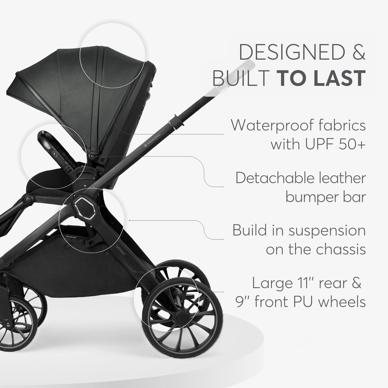Kikkaboo Tiffany Stroller 2-in-1 with Carrycot - Dark Grey | Prenatal, Babies, Nusring, Cybex, Avent Stroller