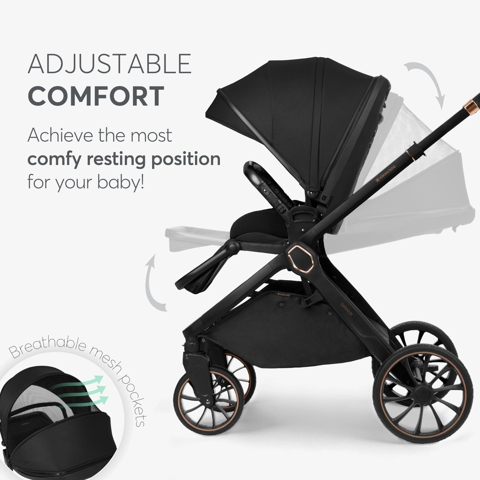 Kikkaboo Tiffany Stroller 2-in-1 with Carrycot - Black | Prenatal, Babies, Nusring, Cybex, Avent Stroller