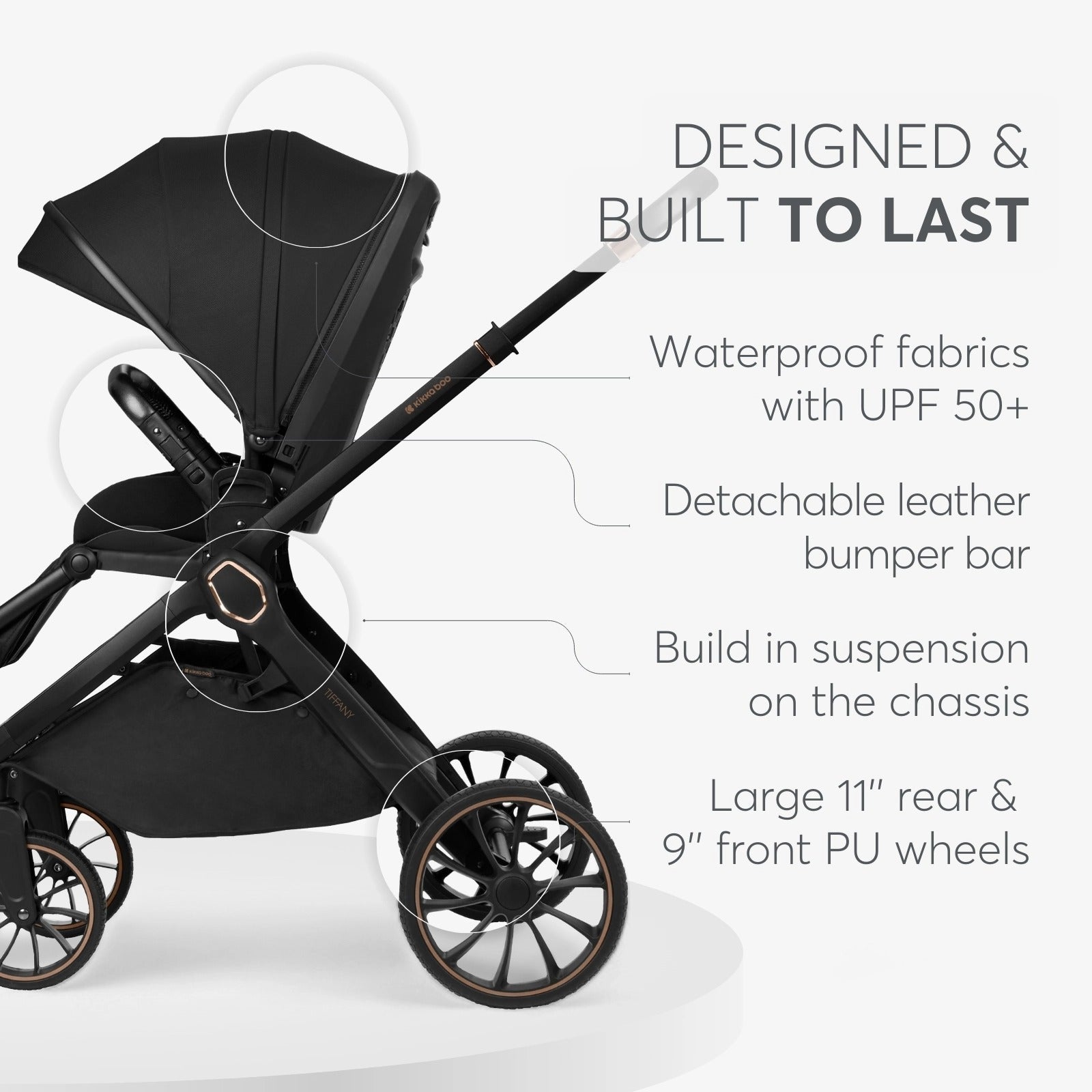 Kikkaboo Tiffany Stroller 2-in-1 with Carrycot - Black | Prenatal, Babies, Nusring, Cybex, Avent Stroller